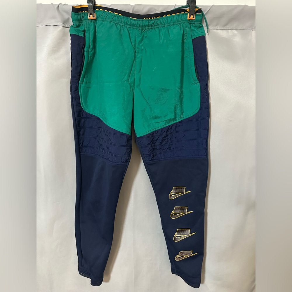 Nike Dri-FIT Joggers Men’s Large Navy Teal Athletic Pants Multi Swoosh